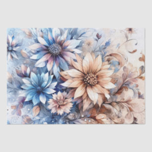Seda Rustic Blue Vintage Inspirou Papel de Tecido Flora