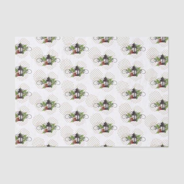 Seda Rústica Cena de Natal Lanterna Papel Tecido (Frente )