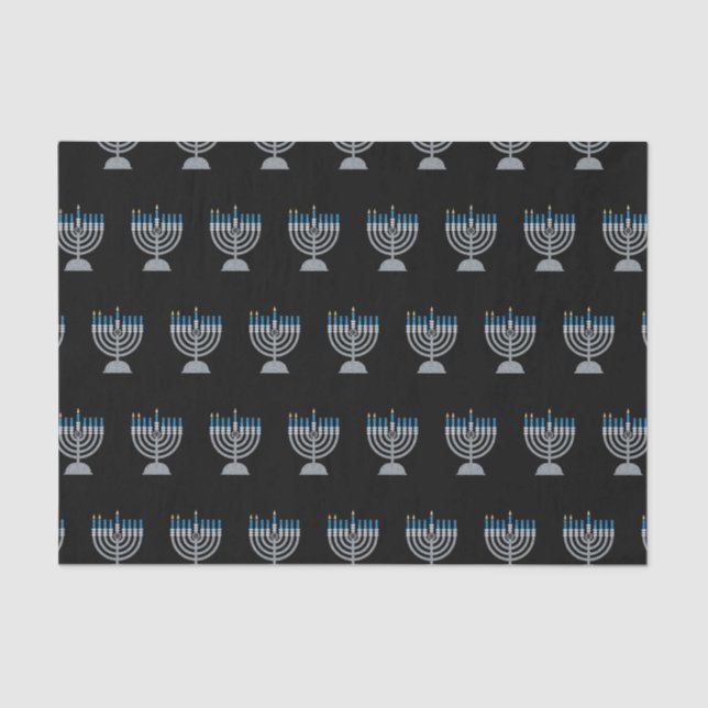 Seda segundo Noite de Chanucá - Papel de Tecido Glitter (Frente )