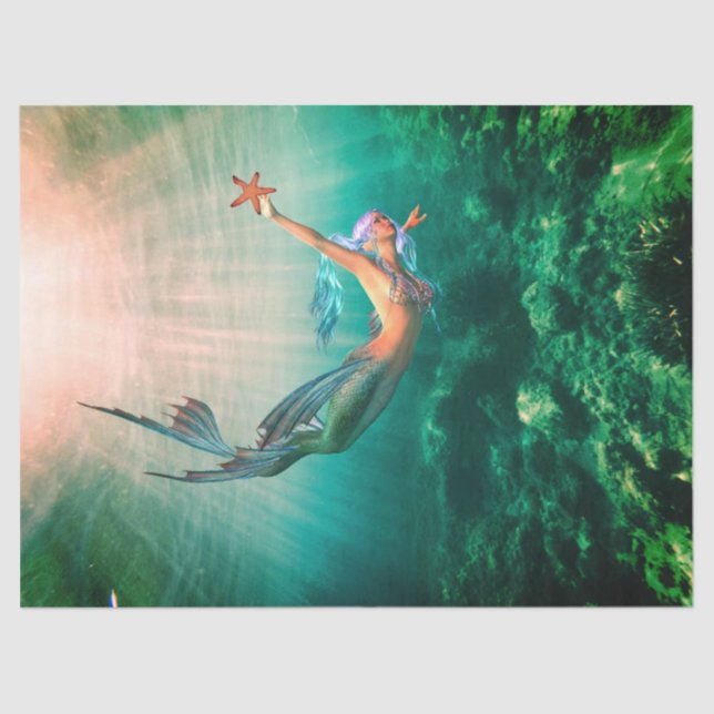 Seda Sereia e papel para tecidos de peixe-estrela (Frente )