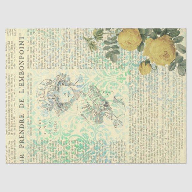 Seda Série de Papel Francês Ephemera Design 14 (Frente )