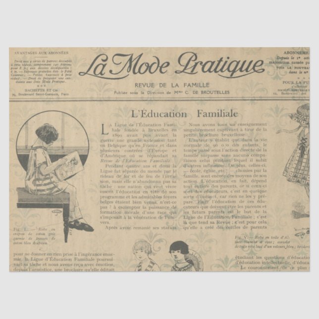 Seda Série de Papel Francês Ephemera Design 8 (Frente )