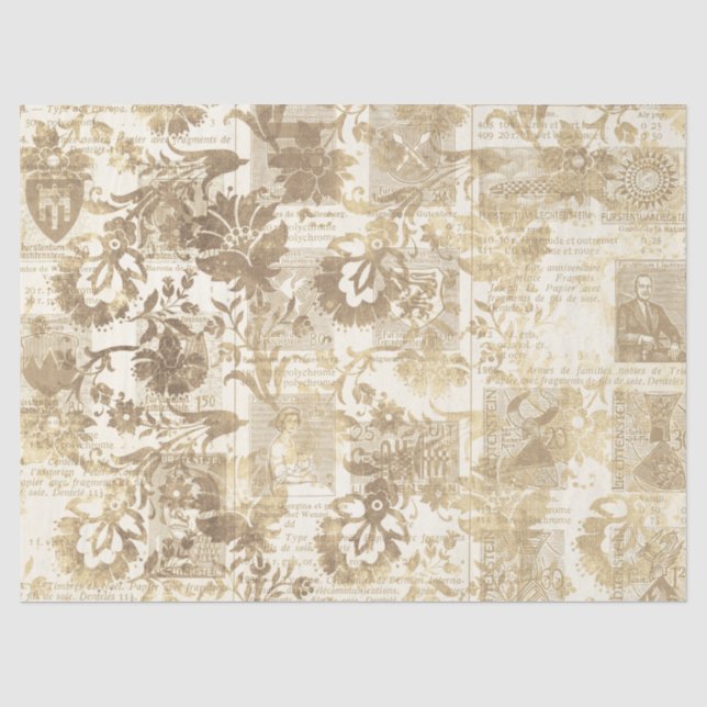 Seda Série de Papel Sepia Ephemera Design 3 (Frente )
