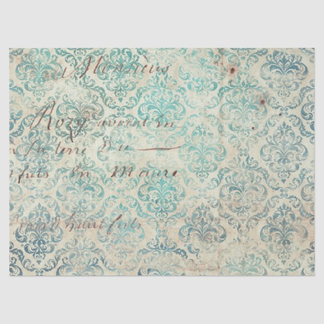 Seda Série de Papel Turquesa Ephemera Design 9 (Frente )