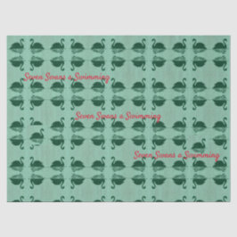 Seda Sete Swans a Nadar Papel Tecido de Natal