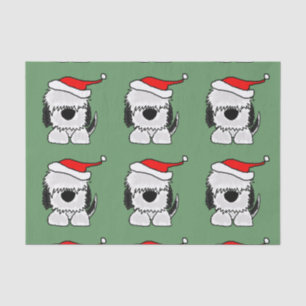 Seda Sheepdog engraçado no lenço de papel do Natal do