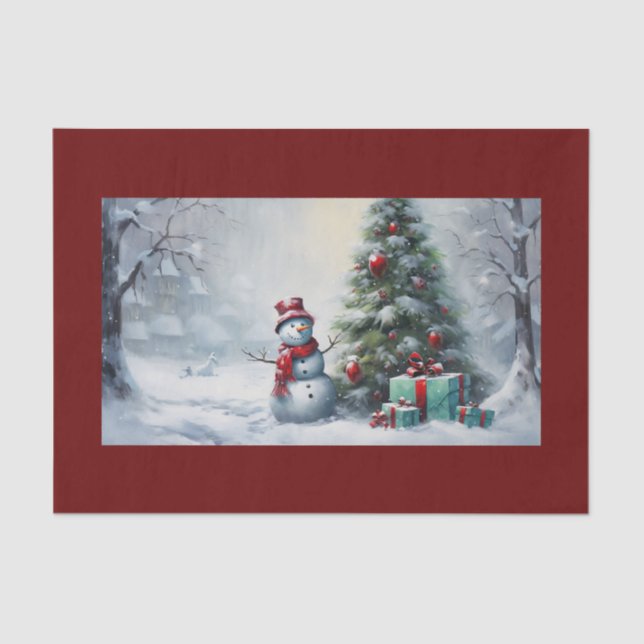 Seda Snowman E Papel De Tecido De Árvore (Frente )