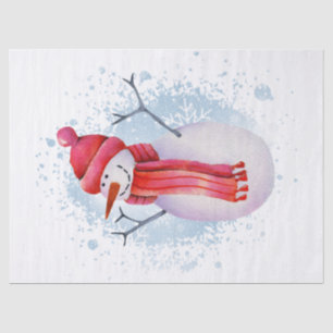 Seda Snowman Watercolor Papel de Natal para Inverno