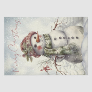 Seda Snowman Watercolor Papel de Natal para Inverno