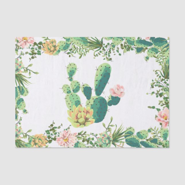 Seda Suculmentos De Cactus Boêmia Com Quebra De Papel T (Frente )