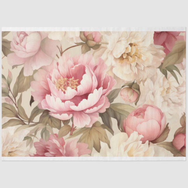 Seda Tecido ou papel de dissociação para garden peonies (Frente )