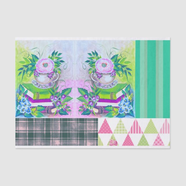 Seda Tema do livro do chique Papel de Tecido Floral (Frente )