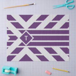 Seda Tiras de Quadrangas Roxas, Papel Tecido Monograma