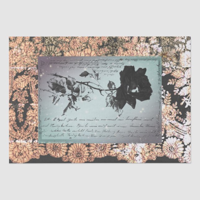 SEDA TISSUE PAPEL PRETO ROSA DE LACE HALLOWEEN (Frente )