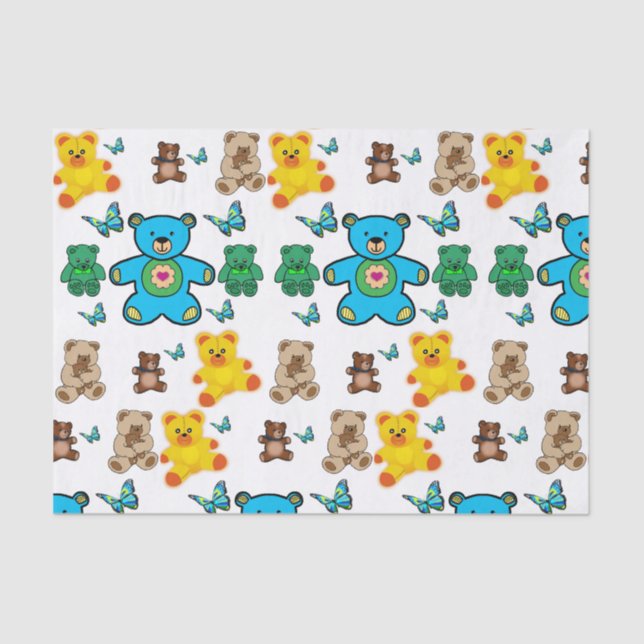 Seda Ursos de pelúcia decorativos em papel tecidular (Frente )