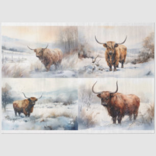 Seda Vaca Highland na Coluna de Neve 1 Papel de Decoupa