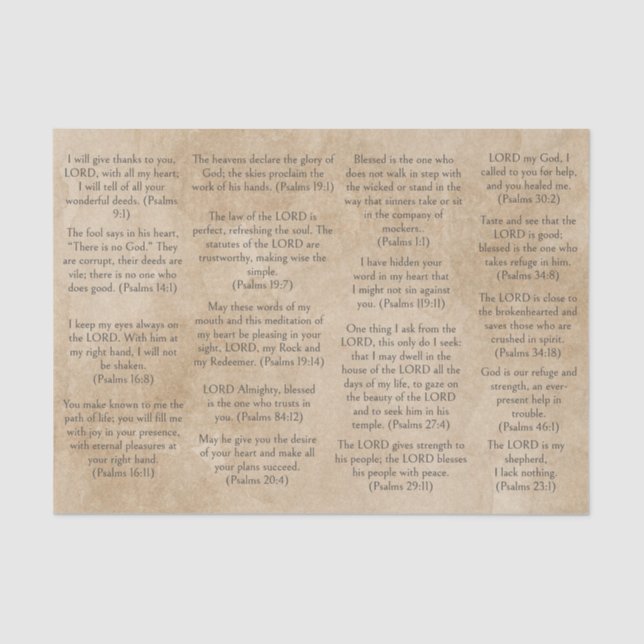 Seda Versos de salme de Bíblia de papel antigos para Di (Frente )