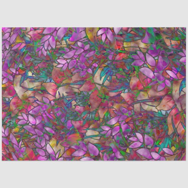 Seda Vidro De Papel Floral Abstrato De Papel Tecido (Frente )