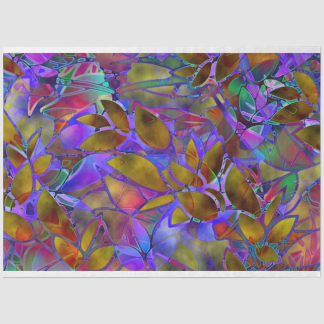 Seda Vidro De Papel Floral Abstrato De Papel Tecido (Frente )
