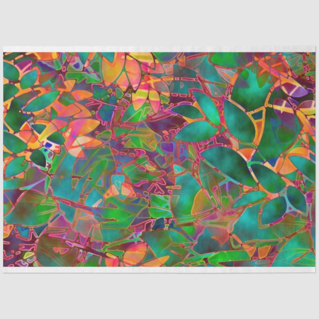 Seda Vidro De Papel Floral Abstrato De Papel Tecido (Frente )