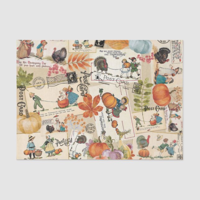Seda Vintage - Papel Tecido de Ação de Graças (Frente )