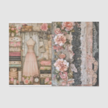 Vintage Seamstress 2 Papel Tecidual de Decoupage