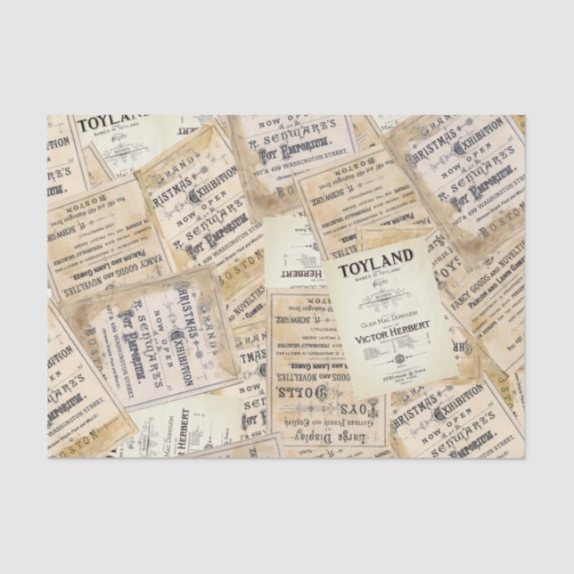 Seda Vintage Toyland - Papel Tecido de Natal (Frente )