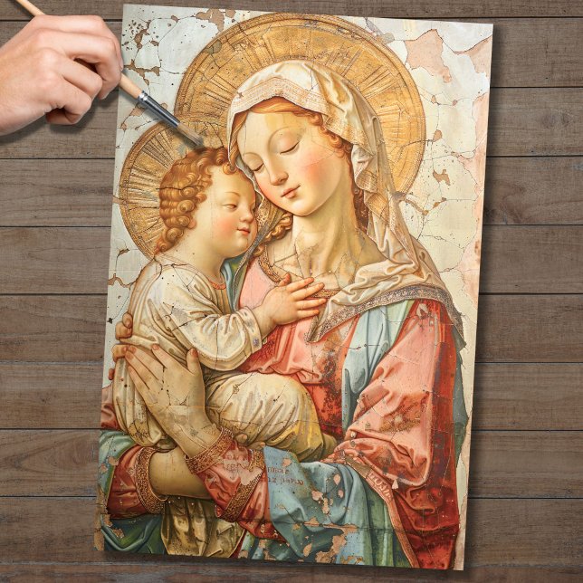 Seda Virgem Maria e Bebê Jesus 3 Papel de Decoupage (Criador carregado)