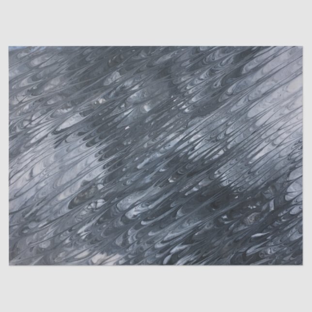 Seda White on Black abstrato - Papel de Tecido de Decou (Frente )