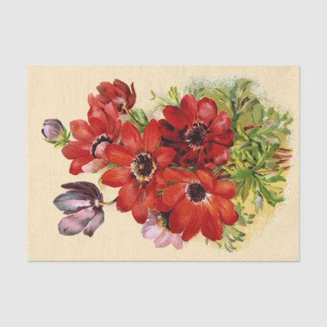 Seda Windflower antigo do lenço de papel 1898 (Frente )