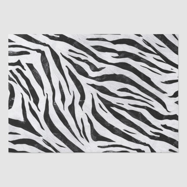 Seda Zebra Strips Impressão Animal Papel Tecido de Deco (Frente )