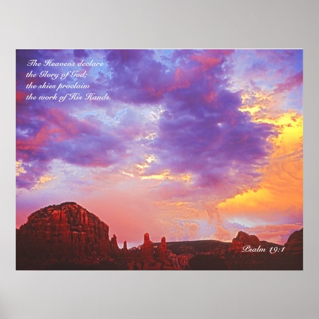 Sedona AZ Sunset Psalm 19:1 POSTER IMPRESSÃO (Frente)
