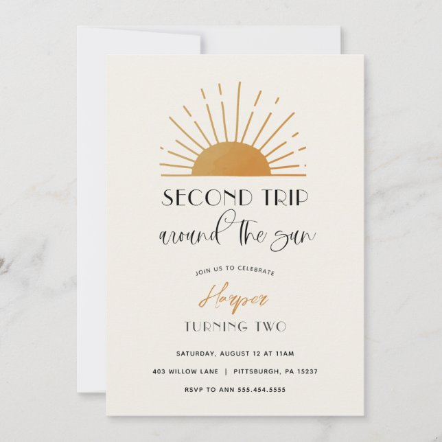 Segunda Viagem Em Torno Do Convite Sun Aniversário (Frente)