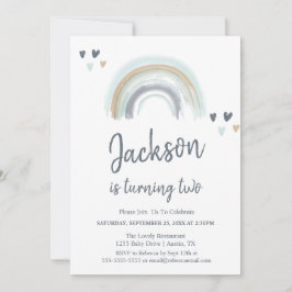 segundo aniversário Azul Boho Convite de festas ar