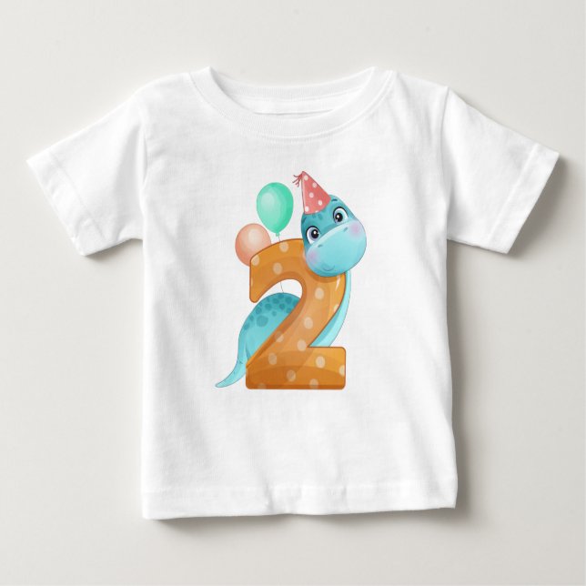segundo aniversário de Dinossauro T-Shirt (Frente)