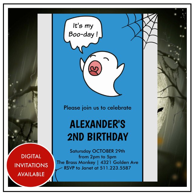 Segundo aniversário de Halloween convites assustad (halloween-2nd-birthday-invitation-second-1)