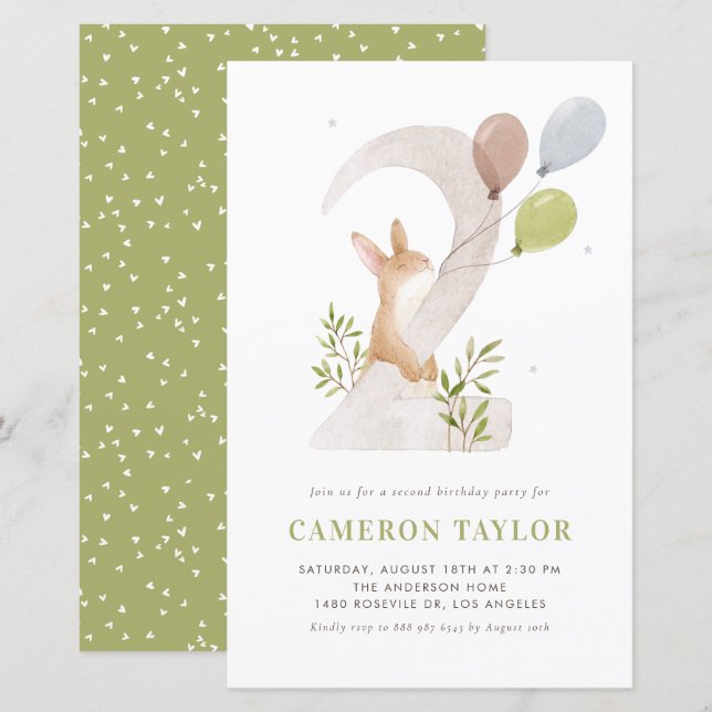 Segundo Convite de Aniversário do Coelho da Aquare (Frente/Verso)
