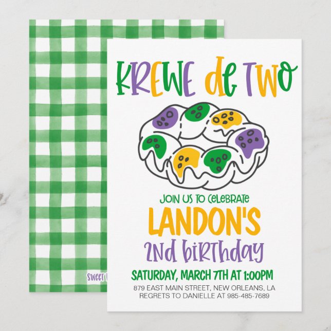 Segundo Convite de Aniversário do Mardi Gras (Frente/Verso)