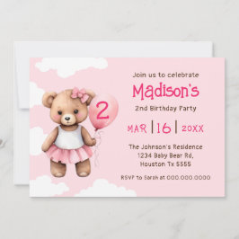 Segundo Convite de Aniversário do Teddy Bear