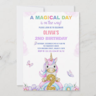 segundo Floral Unicorn - Convites de Aniversário
