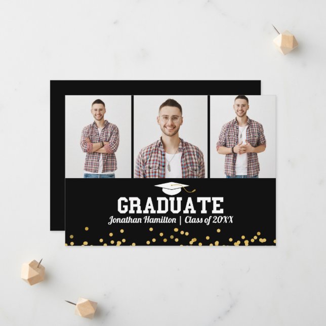 Segundo grau Graduação Anúncio 3 Cartão com fotos (Frente/Verso In Situ)