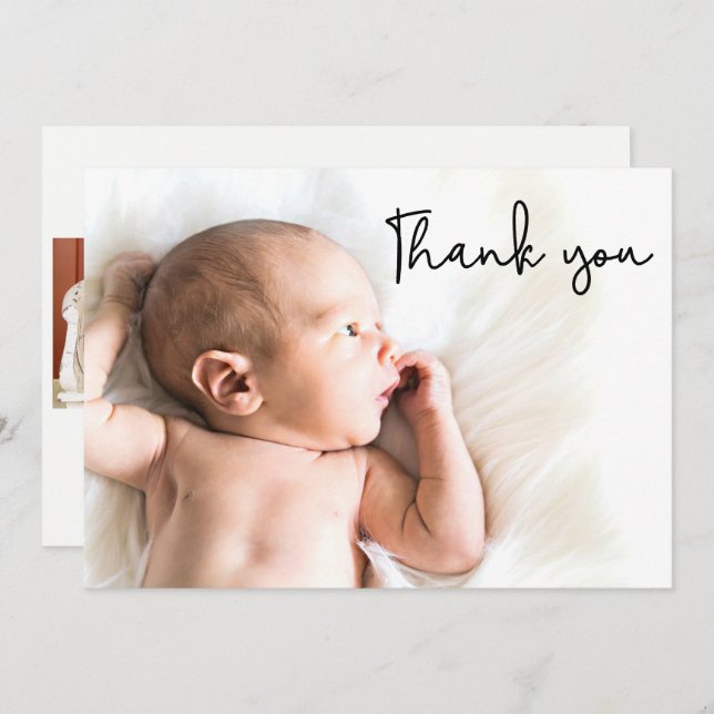 Segundo parto bebê Anúncio Foto Obrigado (Frente/Verso)