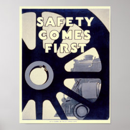 Segurança Ferroviária vem primeiro Poster vintage