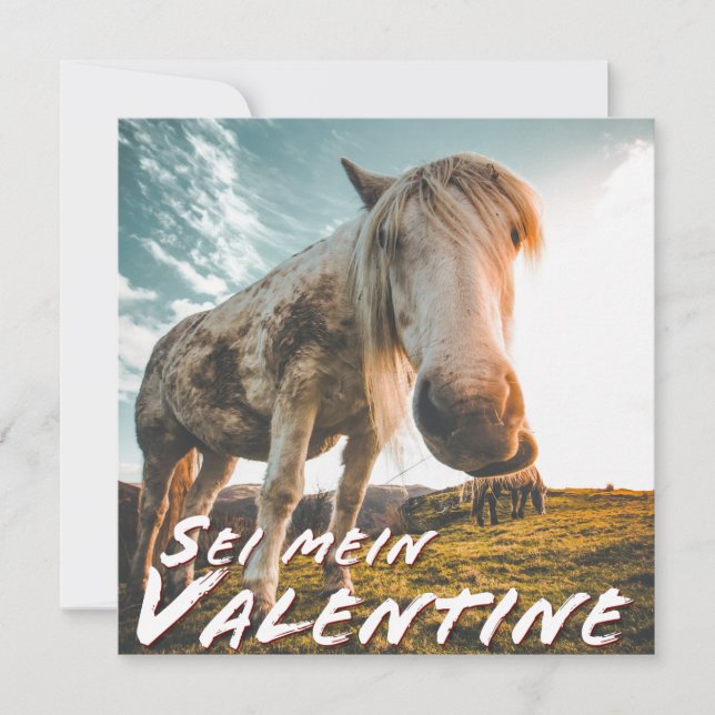 Sei mein Valentin mit schauenden Pferd (Frente)