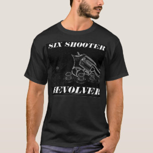 SEIS CAMISAS DO PRETO DO REVÓLVER DO ATIRADOR