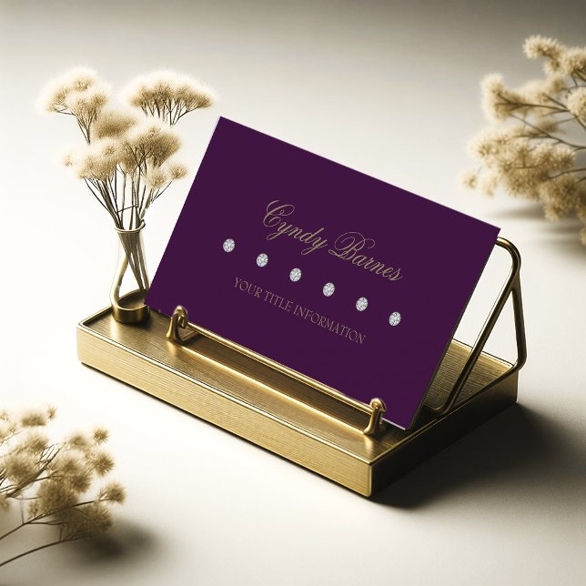 Seis Diamantes Plum Damask Cartão de visita (Criador carregado)