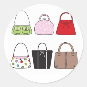 Seis etiquetas pequenas das bolsas