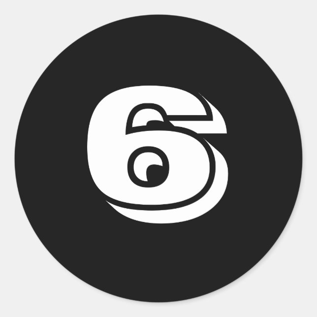Seis grandes adesivos redondos com número preto po (Frente)