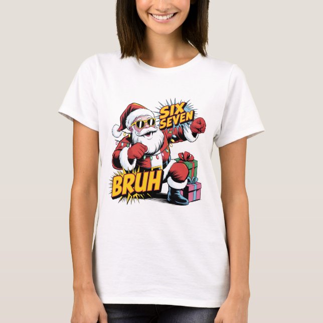 Seis Sete Bruh Camisa Engraçada de Natal | Retro P (Frente)
