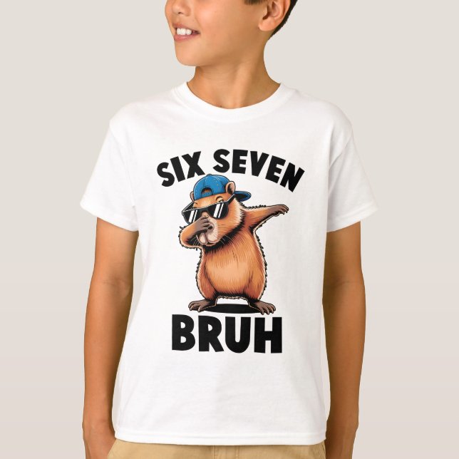 Seis Sete Bruh Dabbing Capivara 67 Camiseta Menino (Frente)